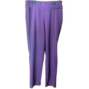 Maurices Plum Purple Crepe Pull On Ankle Pants Crossover Waist Sz Large